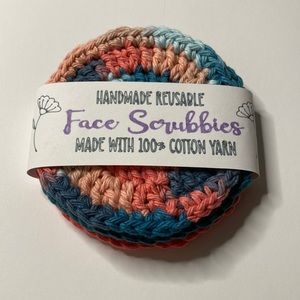 Handmade Crochet Face Scrubbies - Coral Seas color scheme